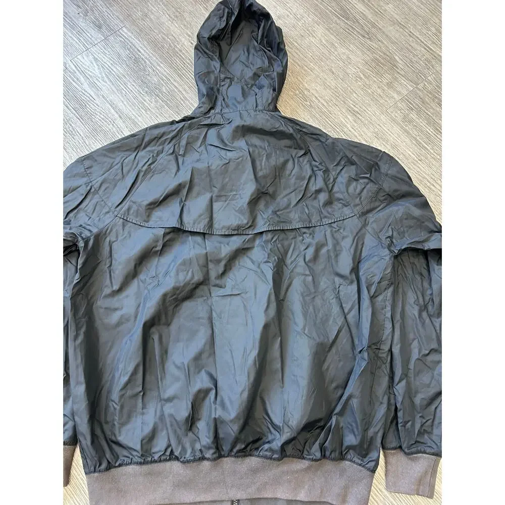 Nike Windrunner Jacket Mens Medium Tall Black Zip Hooded Mesh Lined Windbreaker